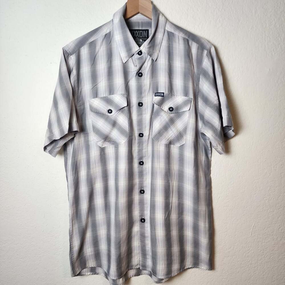 Dixxon Shirt Mens Medium Gray Plaid The Alpine Bamboo Blend Button Up Casual